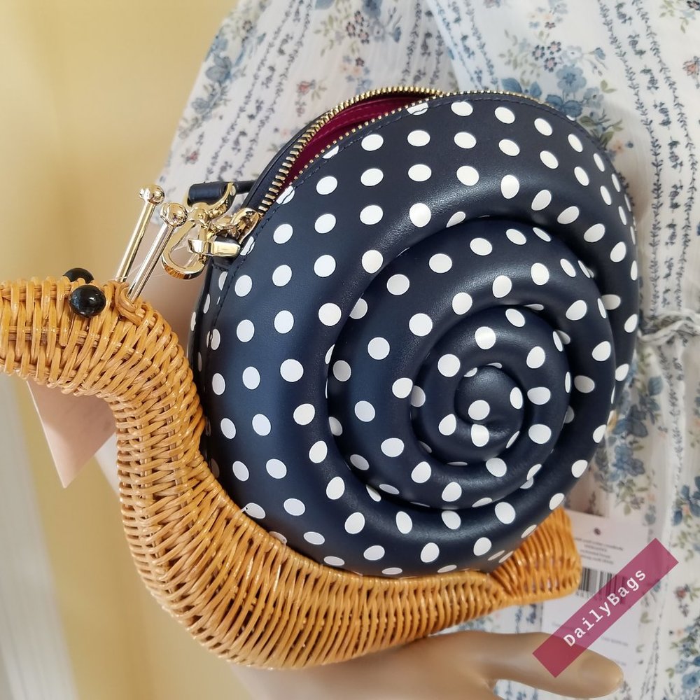 KATE SPADE SNAIL ENCHANTED BLUE CROSSBODY WHITE - Picture 4 of 13